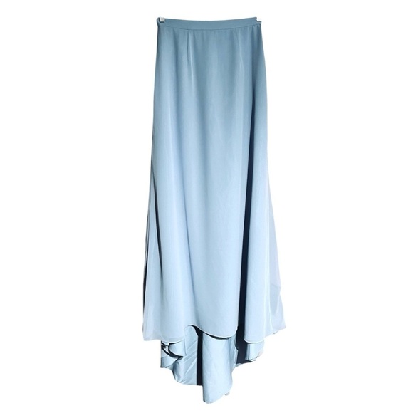 NEW Formal Skirt w/ Train Sheer Chiffon Dusty Blue Floor Length - Picture 3 of 12